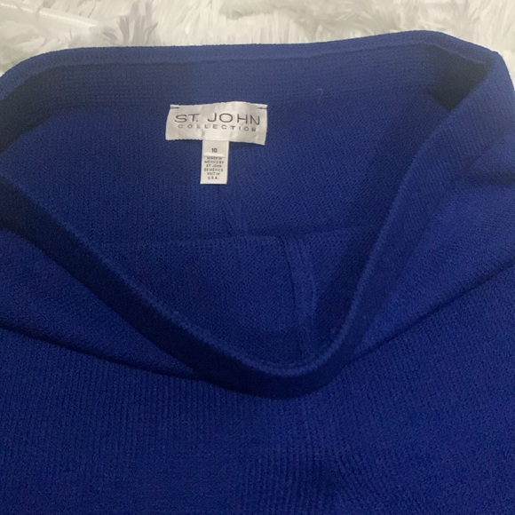 St. John Knit Blue Wide-Leg Pants - Picture 2 of 4